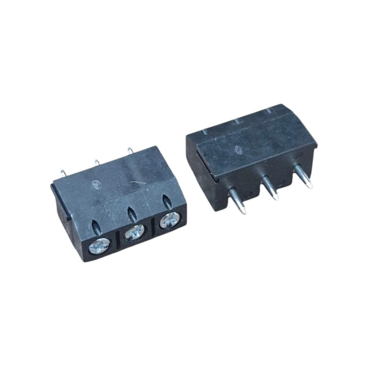 Kit com 100x Conector Borne KRE 3 Vias 10mm GS002S-5.00-03P-3 Preto