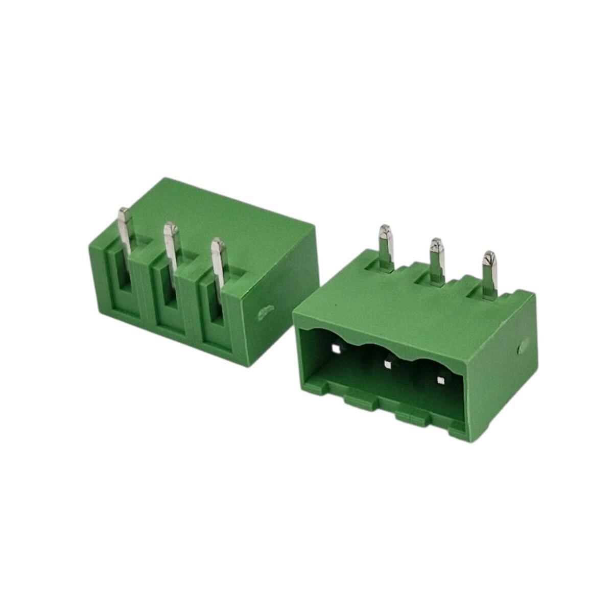 Kit com 300x Conector Borne 3 Vias Macho 90G GSP001RC-5.08-03P-4 Verde
