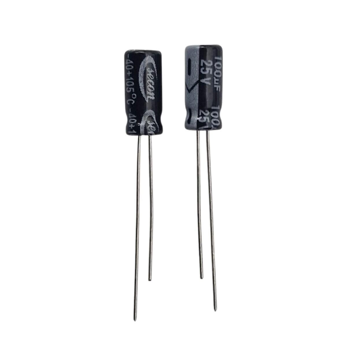 Kit com 10x Capacitor Eletrolítico 100uF 25V 105C 5x11mm Radial