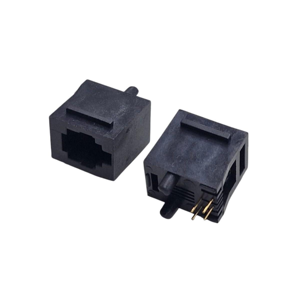 Kit com 10x Conector RJ12 4P4C Fêmea para Placa de Circuito Impresso (PCB)