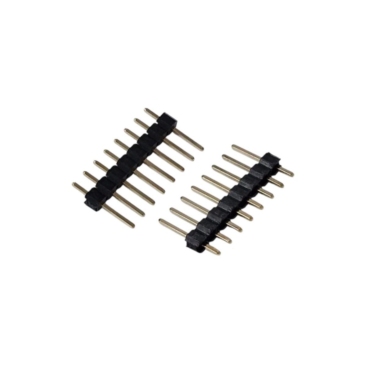 Kit com 50x Barra de Pinos 1x8 Reta Dourada 2,54mm