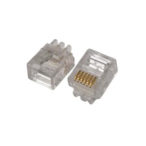 Kit com 4x Conector RJ12 6P6C Transparente para Cabeamento Telefônico