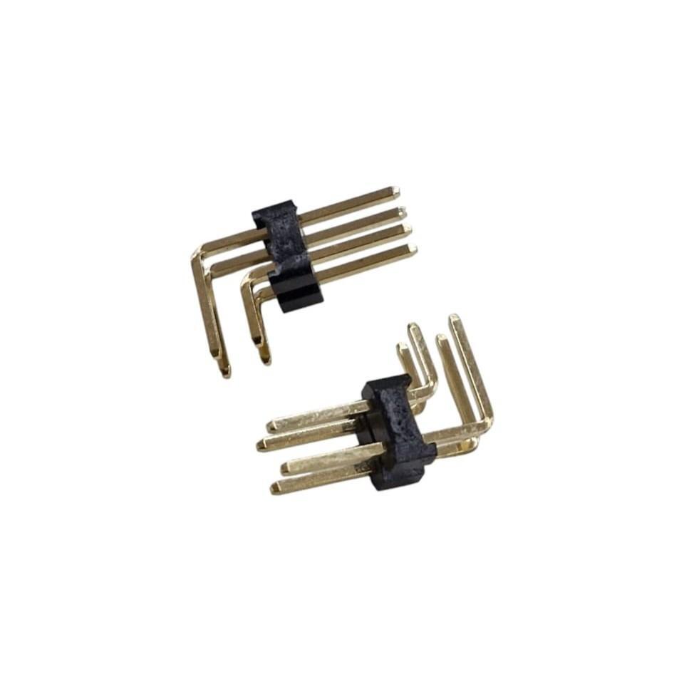 Kit com 50x Barra de Pinos 2x2 Angulada 90 Graus 2,54mm