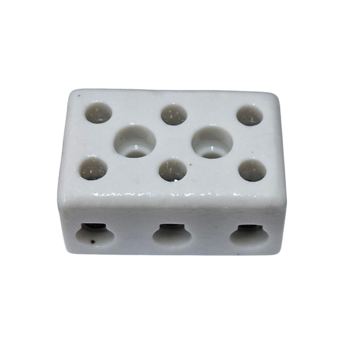 Kit com 5x Conector Porcelana P/ Fios 6mm2 600v 50a Branco - Imagem 2