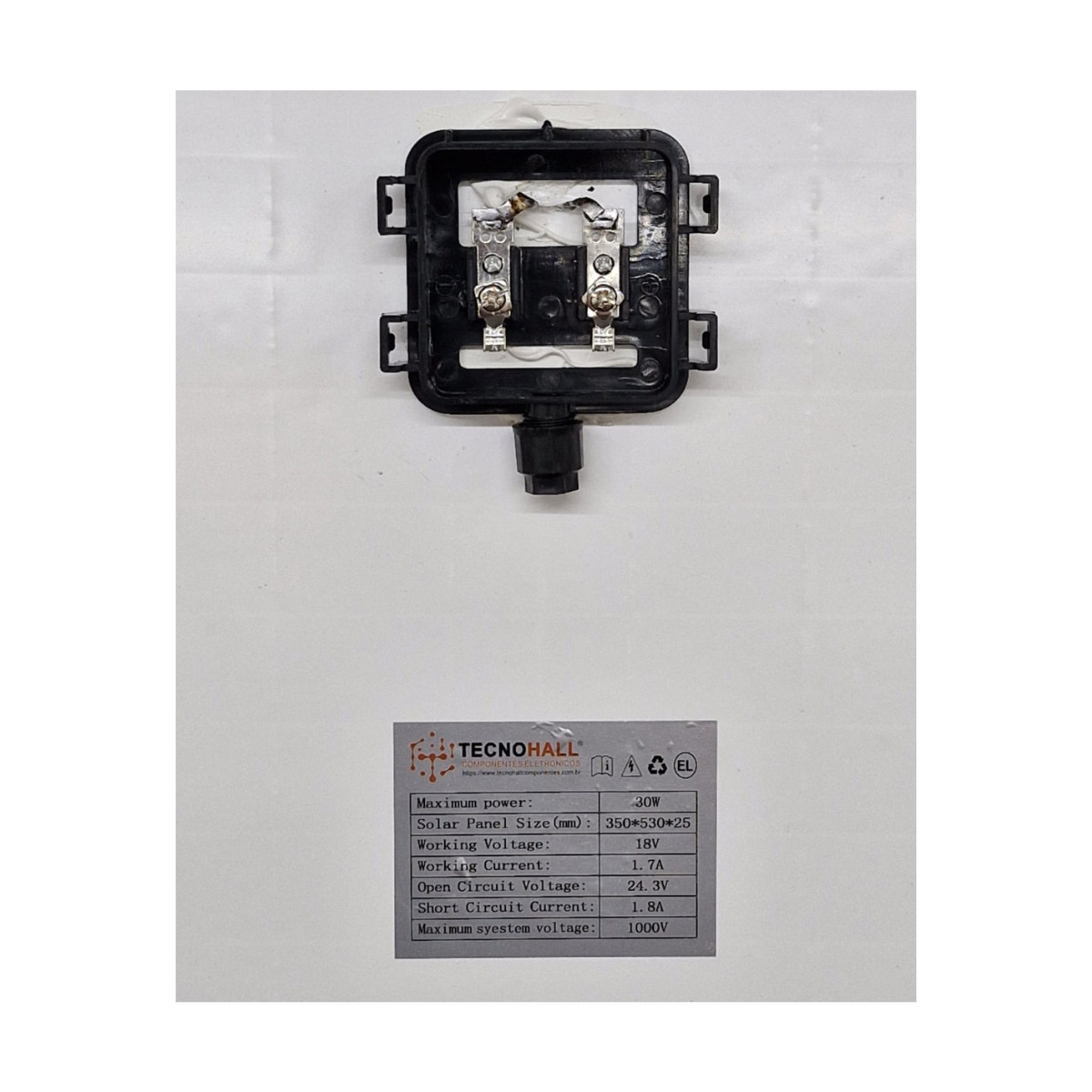 Painel Placa Energia Solar 30w 18v Fotovoltaico 1000v Preto 1000v 24.3v - Imagem 4