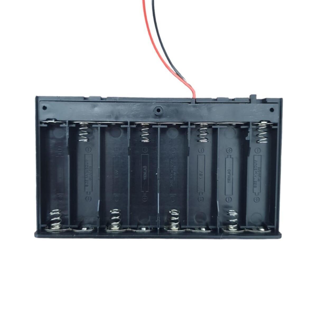 Kit com 10x Caixa Suporte Bateria Aa 8 Pilhas C/ Tampa E Chave - Imagem 5