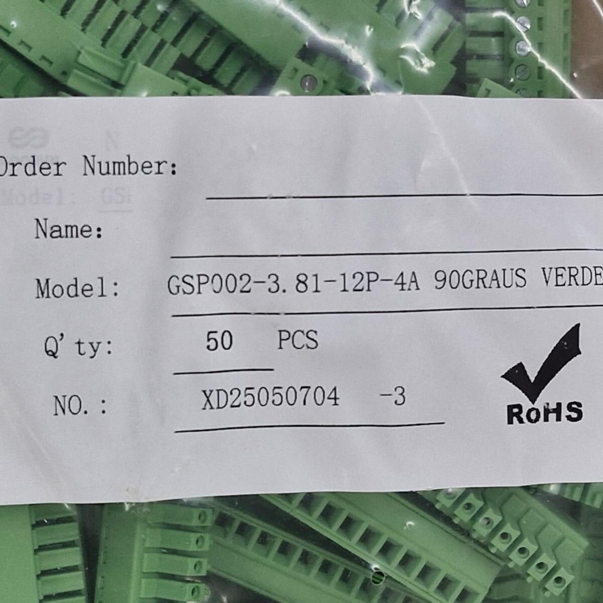 Kit com 50x Conector Borne 12 Vias Femea 180G GSP002-3.81-12P-4A Verde - Imagem 4
