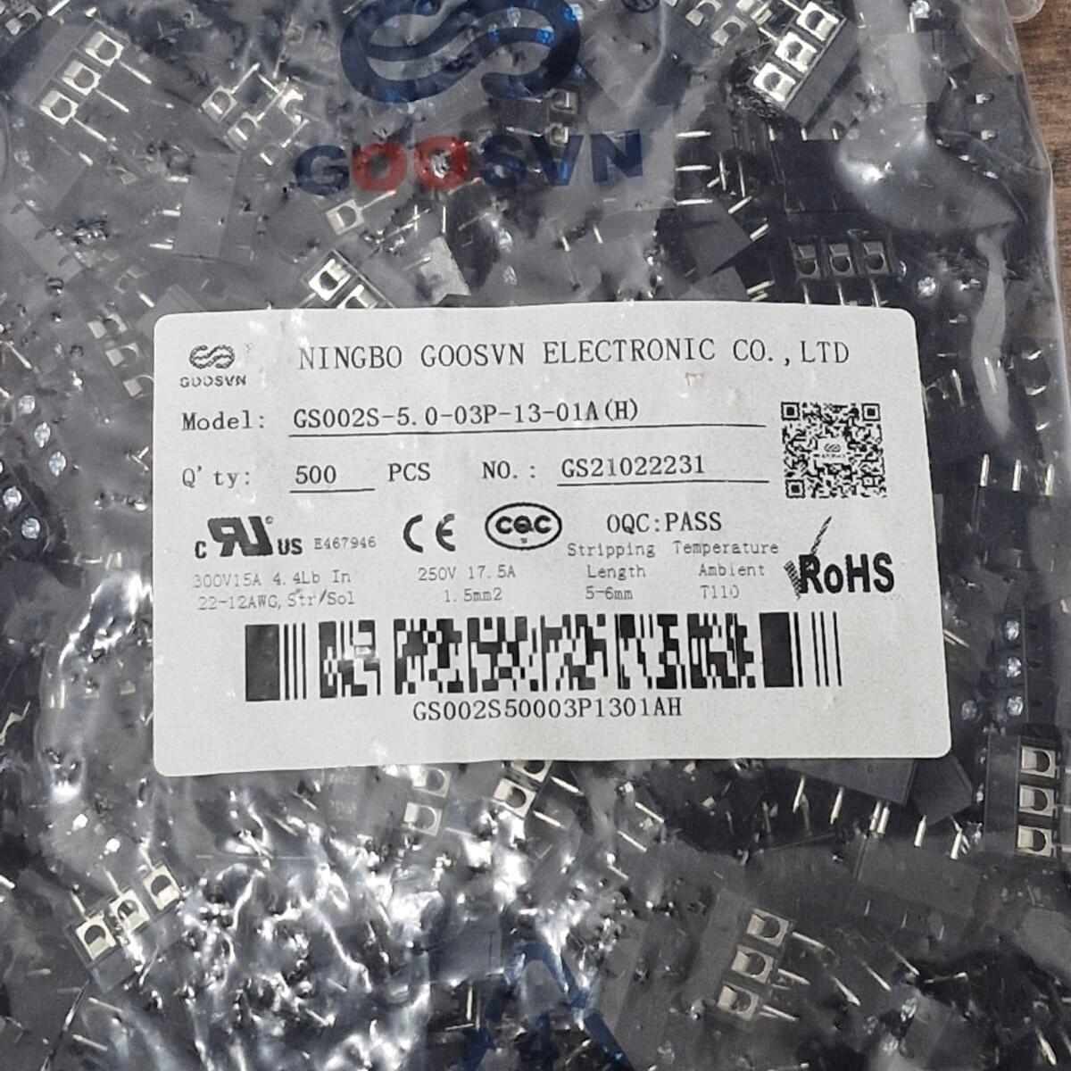 Kit com 100x Conector Borne KRE 3 Vias 10mm GS002S-5.00-03P-3 Preto - Imagem 5