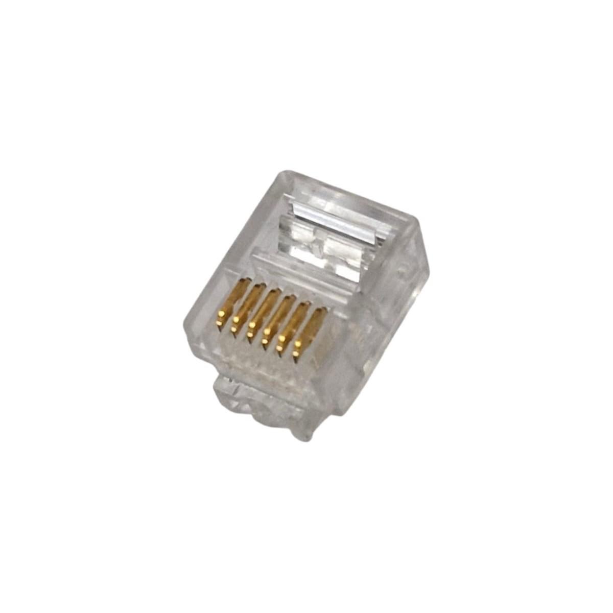 Kit com 4x Conector RJ12 6P6C Transparente para Cabeamento Telefônico - Imagem 2