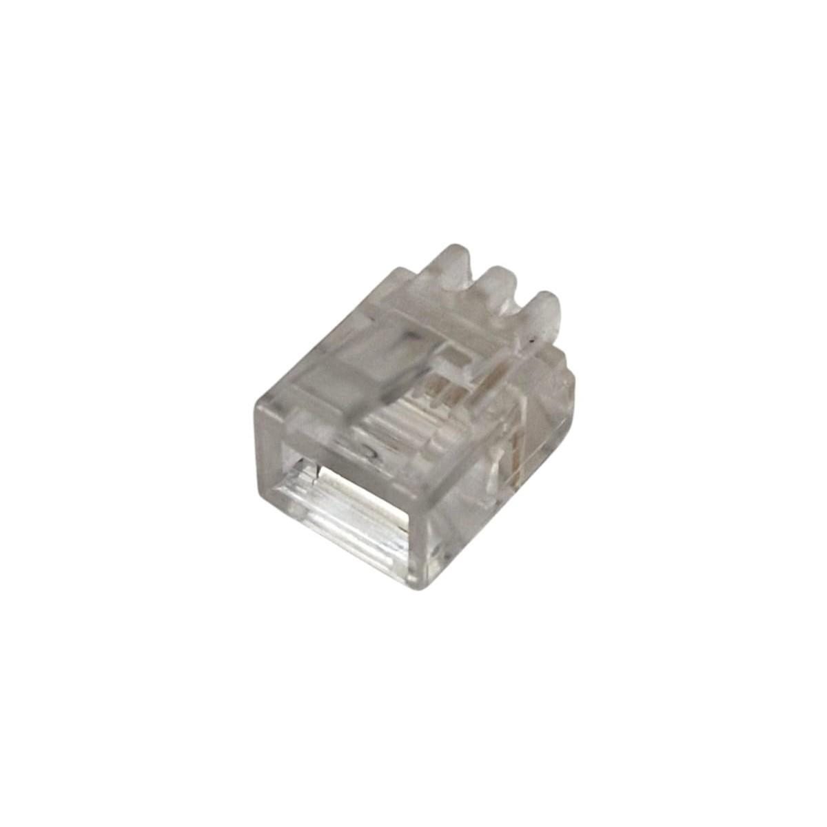 Kit com 4x Conector RJ12 6P6C Transparente para Cabeamento Telefônico - Imagem 3