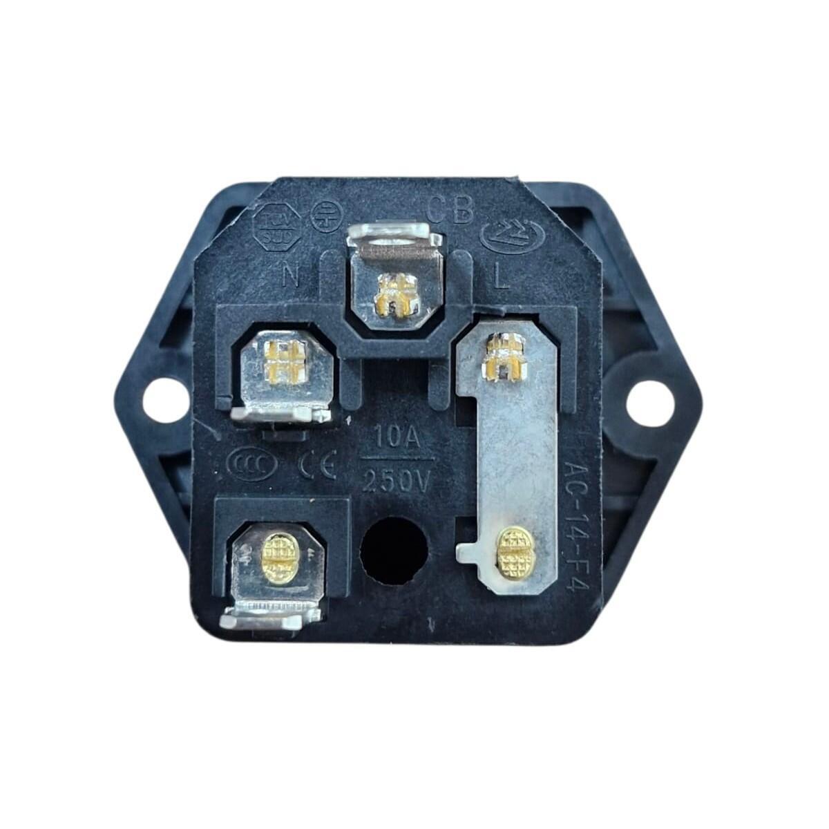 Kit com 10x Tomada De Força Tripolar Macho As-07 C/ Porta Fusivel Preto - Imagem 5