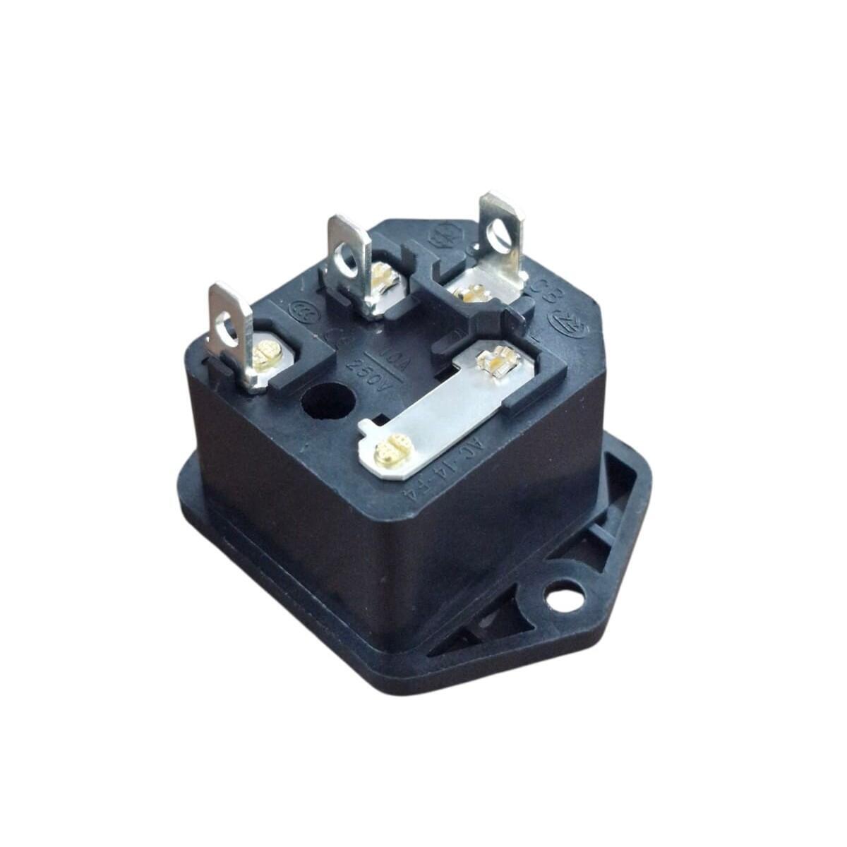 Kit com 10x Tomada De Força Tripolar Macho As-07 C/ Porta Fusivel Preto - Imagem 6