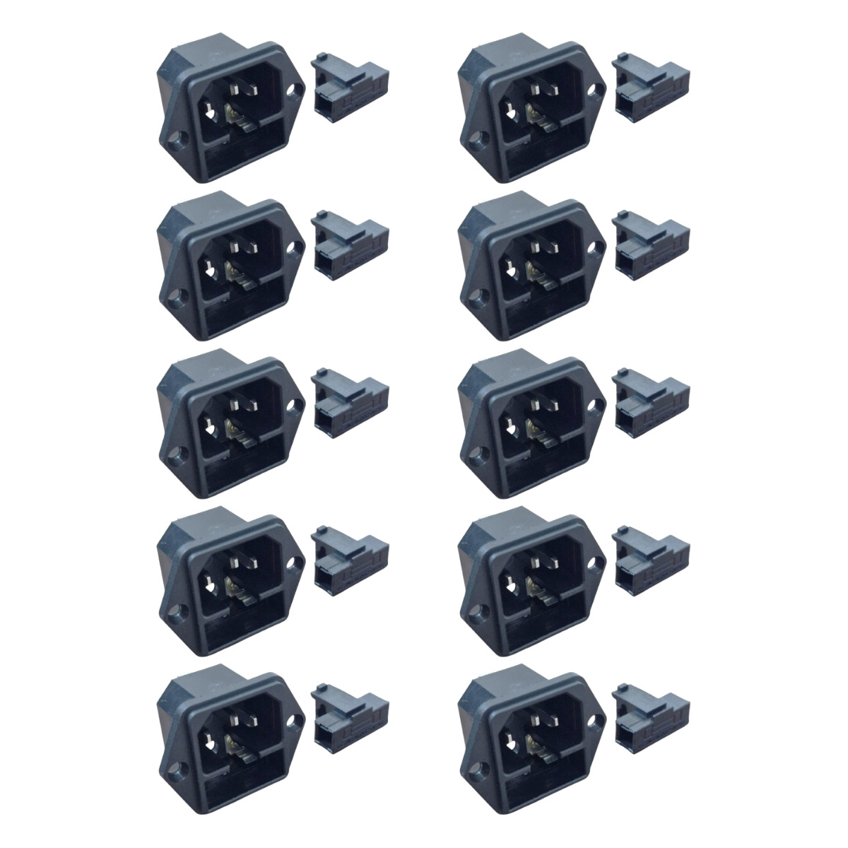 Kit com 10x Tomada De Força Tripolar Macho As-07 C/ Porta Fusivel Preto - Imagem 7