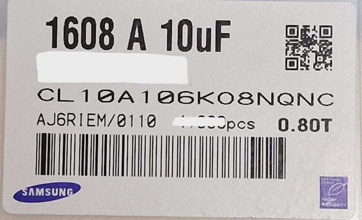 Kit com 500x Capacitor Ceramico Smd 0603 10UF/16V 10% x5r CL10A106K08NQNC - Imagem 3