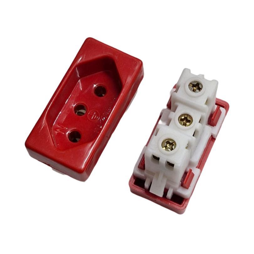 Kit com 5x Tomada Fêmea Vermelha 2P+T 10A 250V - Imagem 2