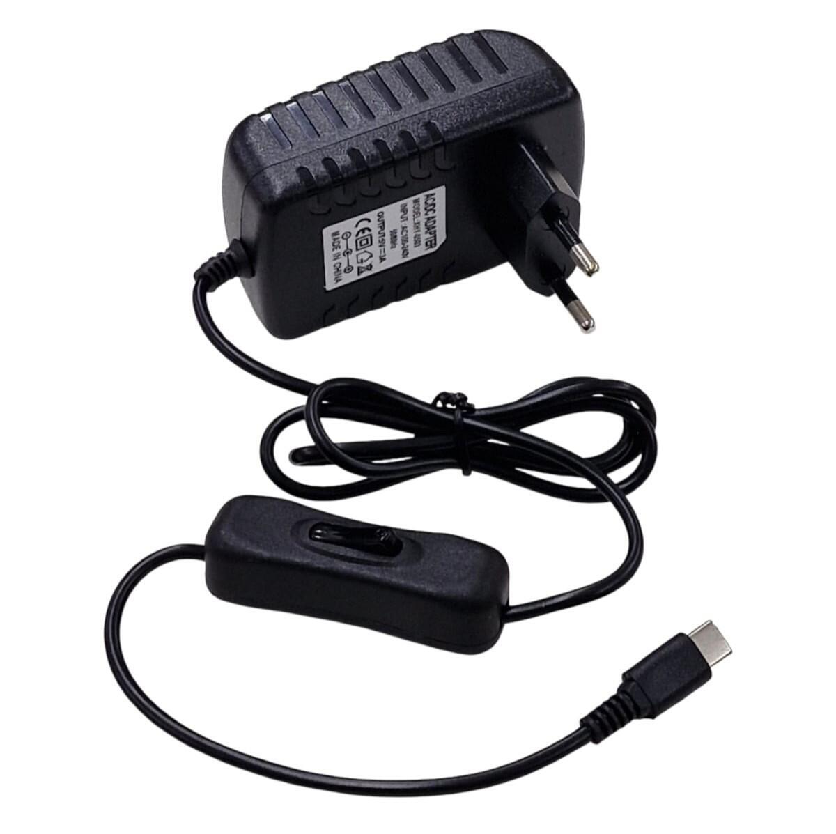 Fonte Chaveada 5V 3A Tipo-C com Interruptor Liga/Desliga Bivolt